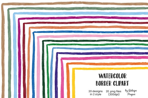 15 Watercolor Border Clipart Clipart, watercolor brush strokes, watercolor frame border Scrapbook Graphics Commercial Use Instant Download Il_570xn
