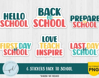 6 Back To School Sticker, Persönliche Sticker
