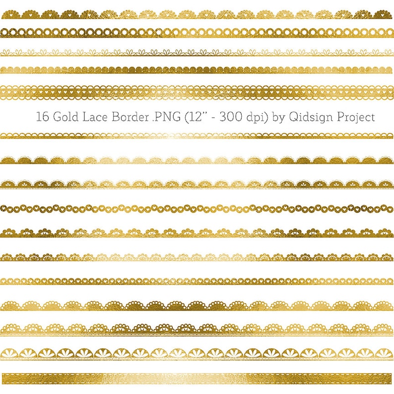 Gold lace border clipart gold border for scrapbooking wedding Etsy