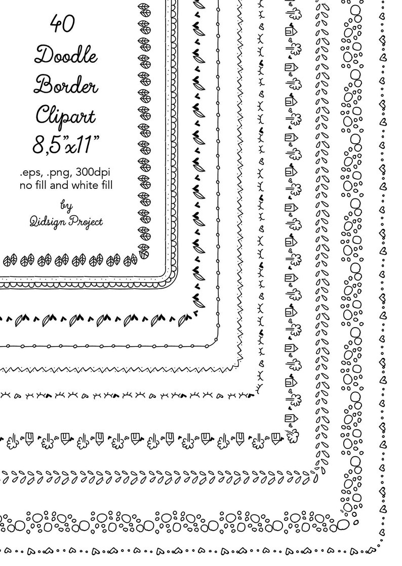 Doodle Border Clipart Frames Planner Letter Frame Hand Drawn Borders Page Bullet Journal Element Teacher