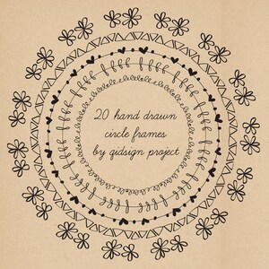 20 Hand-drawn Circle Frames, Doodle Clipart (digital Download) - Etsy
