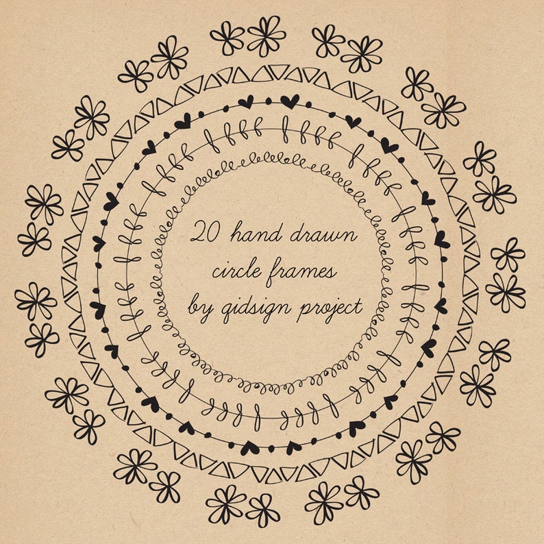 20 Hand-drawn Circle Frames, Doodle Clipart (digital Download) - Etsy