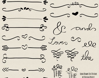 Handgezeichnete Kreide Doodle Text Teiler Swirly Clipart Fur Etsy
