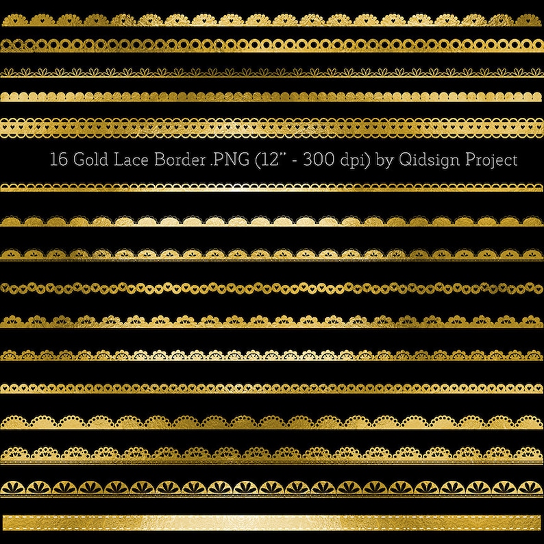 Gold lace border clipart gold border for scrapbooking wedding Etsy