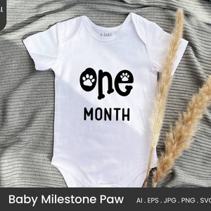 13 set Baby Milestone Paw SVG, Hello World svg, Baby Milestone svg, Clipart Digital Download DXF, svg, eps, png image 2