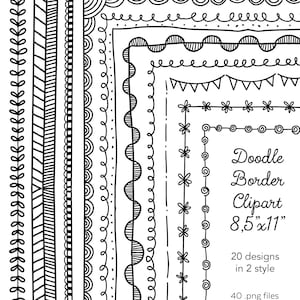 Clipart de borda desenhada à mão, molduras de rabiscos, planejador, moldura de carta, borda fofa, borda de página, elemento de diário de marcadores, clipart de professor
