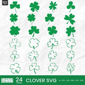 Klee-Svg-Bundle, Kleeblatt Klee, Kleeblatt svg, Glücksklee svg, St Patricks Day svg, vierblättriges Kleeblatt svg, png