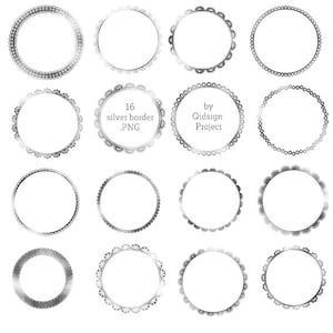 Peut inclure: Ensemble de 16 cadres circulaires argentés avec une bordure décorative. Les cadres sont parfaits pour ajouter une touche d'élégance à vos créations.