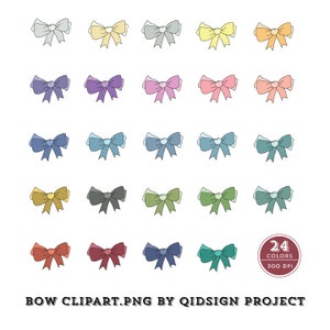 24 Bow Clipart .PNG 300 DPI Gift Bow Clipart Planner Instant Download Commercial Use