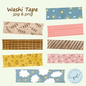 Washi tape clipart, Masking tape clipart, Digitale washi tape voor scrapbooking, journaling, sticker planner png, school planner sticker
