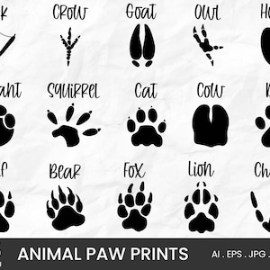 Impresiones de pata de animal con 15 variaciones de uso personal y comercial imágenes prediseñadas digitales DESCARGA INSTANTÁNEA