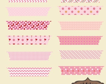 Pink Washi Tape Clipart, digitale Planer Aufkleber (PNG)