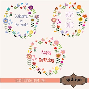 Bordure de doodle de fleur, clipart de frontière, doodle floral de frontière, clipart mignon de frontière, clipart de cadres de doodle, utilisation commerciale de png pour la sublimation