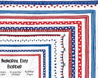 10 bordure du Memorial Day, bordure de page, élément de Bullet Journal, éléments décoratifs, agenda de bordure de griffonnage, taille de lettre de bordure de page