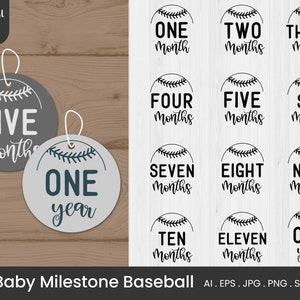 12 Baby Milestone Baseball SVG, Baby Milestone svg, Clipart Digital Download DXF, svg, eps, png