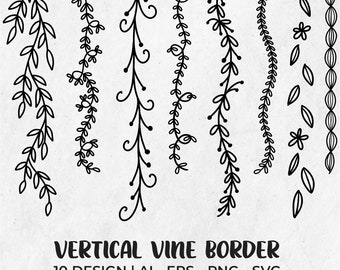Vertical Floral Vine Border SVG for Wedding Invitation Design