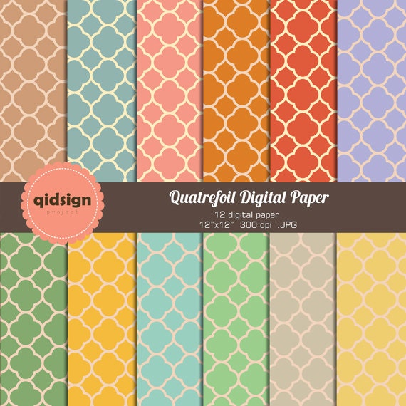 Quatrefoil Digital Paper Scrapbooking Paper Photography Background ...