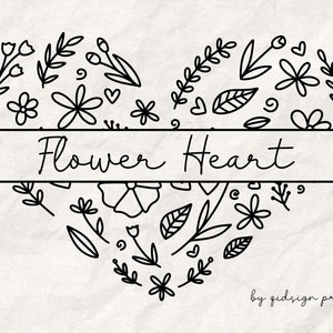 Flower Heart SVG With 6 Variations, Personal and Commercial Use Digital clipart INSTANT DOWNLOAD