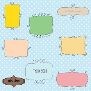 Doodle frames clipart, digital frames, label clipart, educational clipart, whimsical frame great for scrapbooking, creating planner, journal