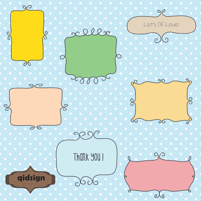 Doodle Frames Clipart, Whimsical Label Clip Art (PNG Digital Download ...