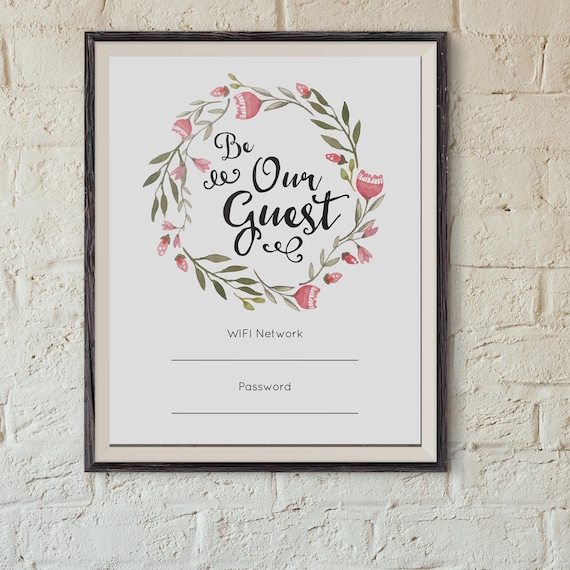 Printable Wifi Password Guest Room Sign Editable Pdf Be Our Etsy