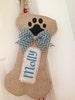 DOG Christmas Stockings, Unique burlap holiday pet stockings, dog bone stocking, pet stocking 