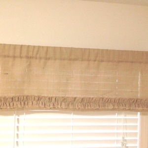 Burlap Valance - Curtain With Natural Burlap Ruffles Farmhouse Decor