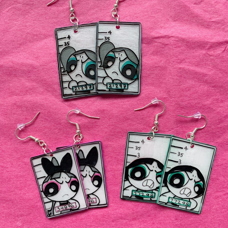 Powerpuff Girls Mugshot Earrings