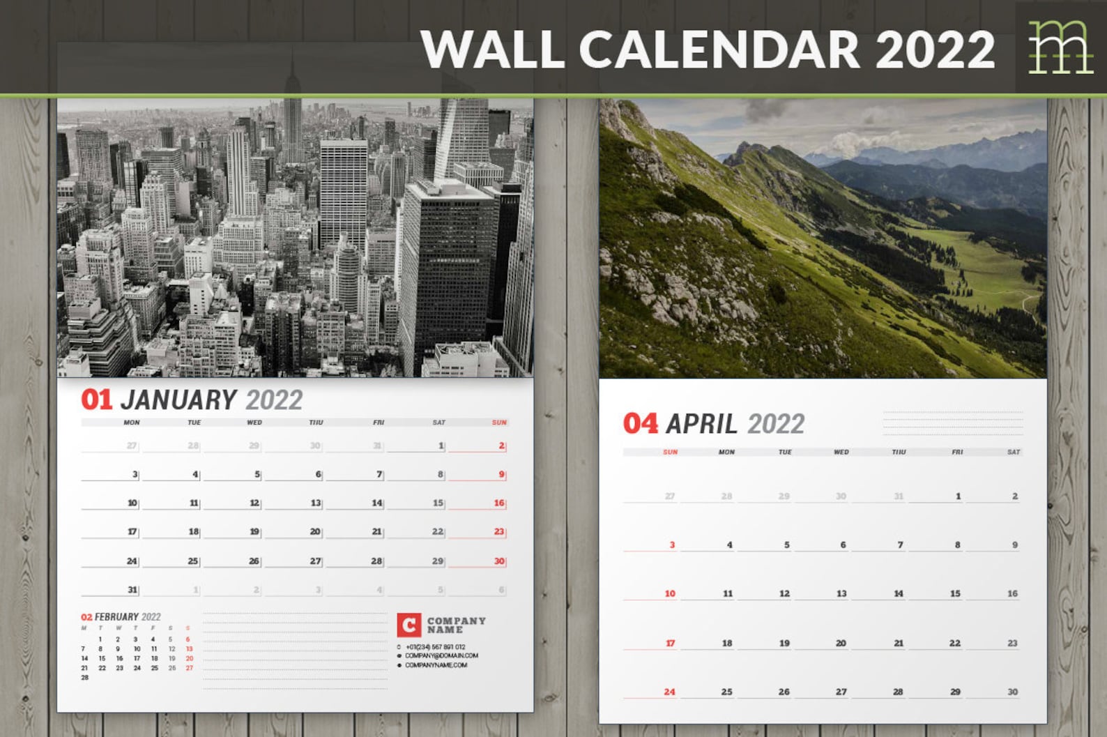 wall calendar 2022 wc037 22 editable indesign template etsy