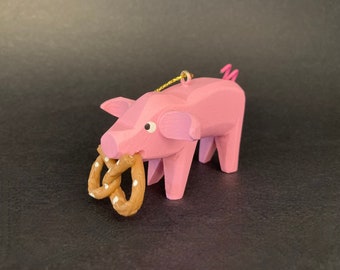 Oktoberfest Pig eating a Pretzel