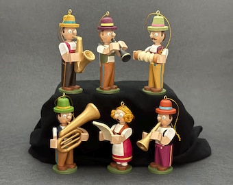 Banda de música bávara alemana: juego de 6 adornos navideños