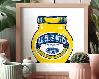 Leeds United FC Art Print - 6 Designs - Humourous Wall Art - The Whites gift, LUFC, Elland Road, Leeds United Football Club present.