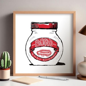 Stampa artistica con scritta "Middlesborough FC Foodie" - Stampa artistica da parete umoristica - Regalo MFC, Up the Boro, Riverside Stadium, Regalo del Middlesborough Football Club.