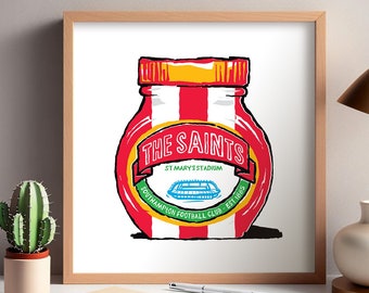 Southampton FC Art Foodie Drucke - 3 Designs - Humorvolle Wandkunst - The Saints Geschenk, Southampton Football Club Geschenk.