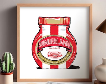 Sunderland AFC Foodie Art Prints - 3 designs - Humourous Wall Art - Black Cats present, Sunderland Association Football Club gift.