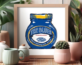Schnürsenkel Kunstdrucke! - 4 Designs – Wandkunst – CFC, The Blues, Stamford Bridge, Schnürsenkel Football Club Geschenk, Blau ist die Farbe.