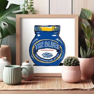 Stampe artistiche gastronomiche del Chelsea FC! - 4 design - Arte murale - CFC, The Blues, Stamford Bridge, regalo del Chelsea Football Club, Blue is the Colour.