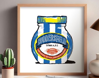 Huddersfield Town AFC Foodie Art Print - 3 Designs - humorvolle Wandkunst - HTAFC, The Terriers present, Kirklees Stadium, Huddersfield Gift.