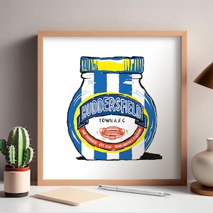 Stampa artistica "Huddersfield Town AFC Foodie" - 3 design - Arte murale umoristica - HTAFC, The Terriers presentano lo stadio John Smith