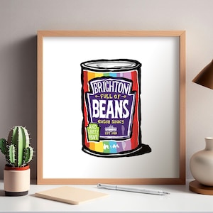 Brighton & Hove Beans Art Print 2 Styles a great Brighton and Hove Gift, Brighton Present image 1