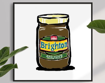 Brighton & Hove pickle? - fine art print - signed kitchen wall art - Brighton gift i360 royal pavilion Brighton pier BHAFC