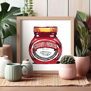 Gloucester Rugby Foodie - Stampa artistica - Regalo umoristico a tema rugby - Regalo Kingsholm Stadium Cherry and Whites Gloucester RFC