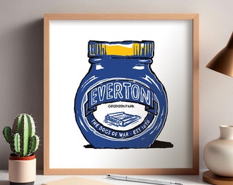 Everton FC Foodie Art Prints! - 5 Designs - Humourous wall art - Goodison Park, The Blues present, EFC, Everton Football Club gift.