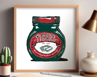 Leicester Tigers Rugby Foodie - Fine Art Print - humorvolles Rugby Geschenk - Mattioli Woods Welford Road Tigers Rugby Geschenk Leicester RFC Geschenk