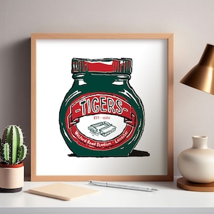 Leicester Tigers Rugby Foodie - Stampa artistica - Regalo umoristico a tema rugby - Mattioli Woods Welford Road Tigers Rugby Gift Leicester RFC presenta