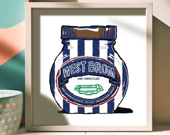 West Bromwich Albion FC Foodie Prints - 3 designs - West Brom present, Throstles wall art, Baggies, West Bromwich Albion Football Club gift