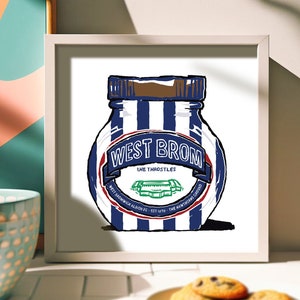 Stampe gastronomiche del West Bromwich Albion FC - 3 design - West Brom regalo, arte murale Throstles, Baggies, regalo del West Bromwich Albion Football Club
