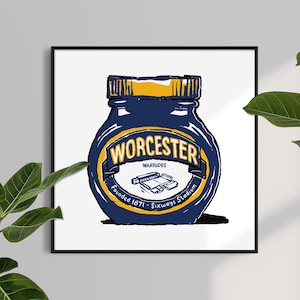 Worcester Warriors Rugby Foodie! - Stampa artistica - Regalo umoristico di rugby - Stadio Sixways Worcester RFC regalo Warriors Rugby presente