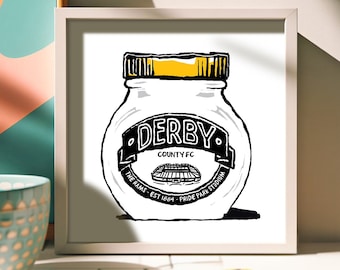 Derby County FC Foodie Art Print! - Humorous Wall Art - DCFC,  The Rams present, Pride Park Stadium, Derby County Football Club Gift