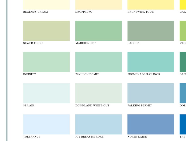 Brighton and Hove Paint Colour Chart A2 art print wall art Etsy